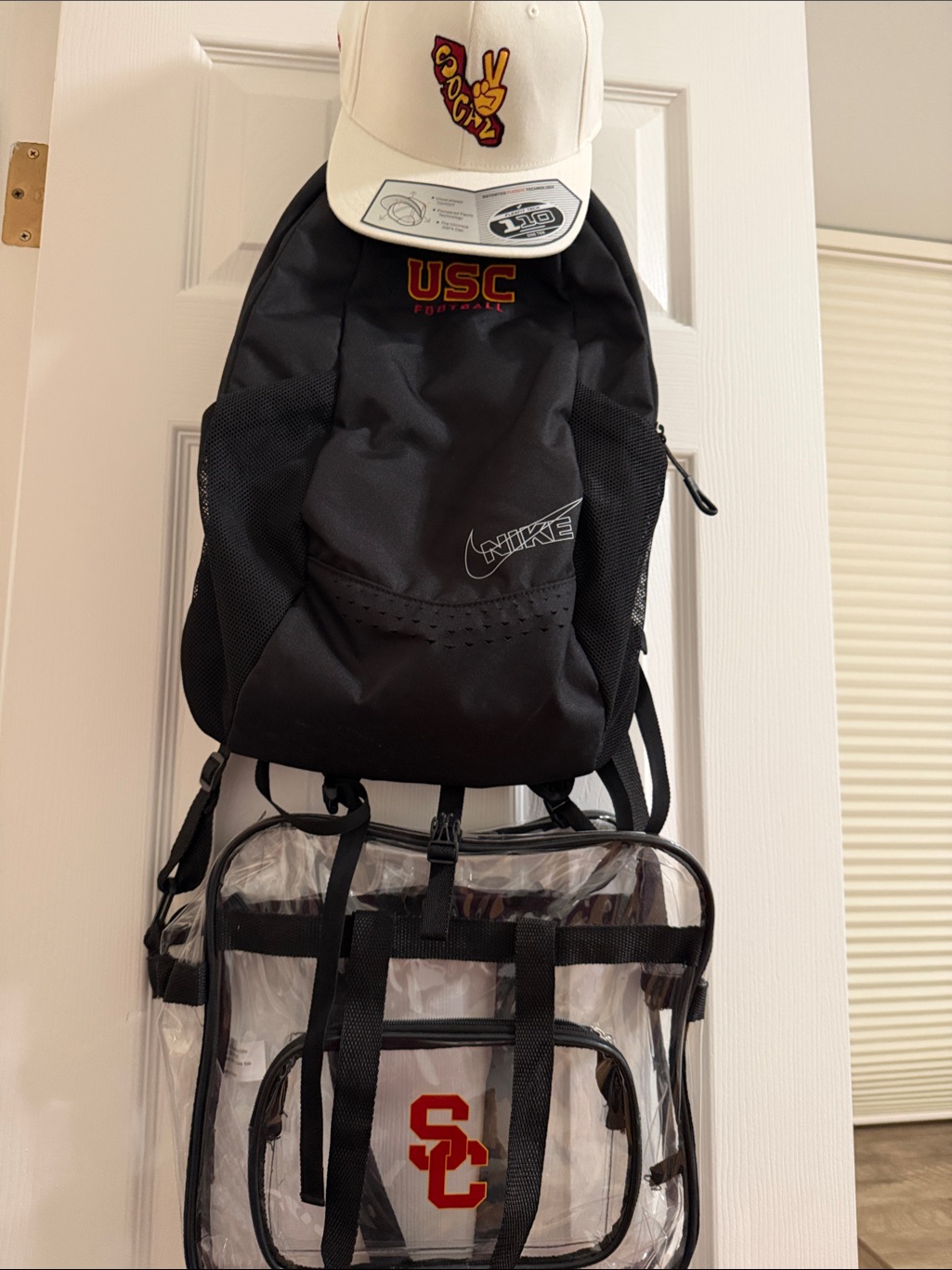 Usc Game Day Package - Nike Football Backpack, Clear Game Bag, & New Trucker Hat